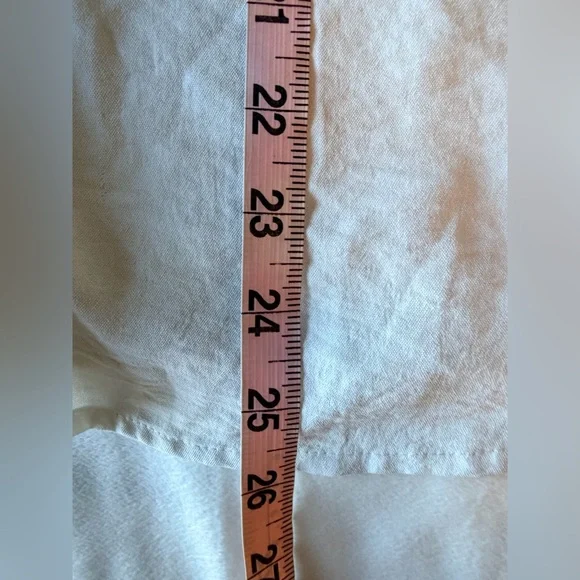 Calvin Klein White Deep V-Neck Sleeveless Draped Blouse Top 100% Polyester Large - Picture 8 of 9